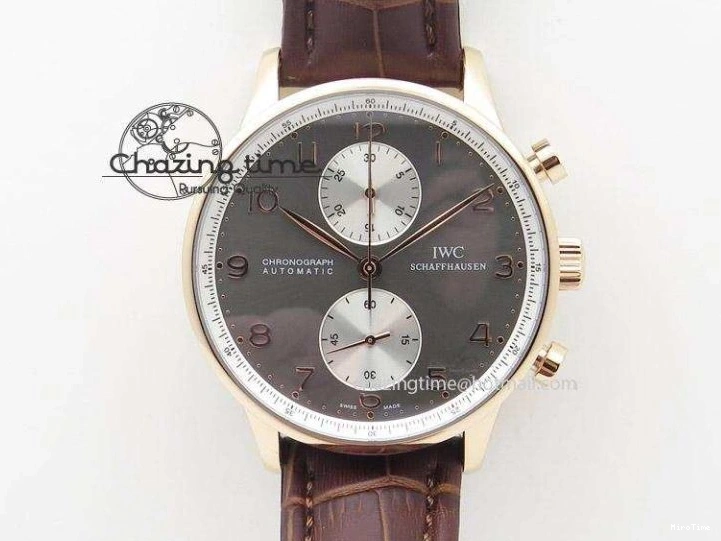 MIROTIME 0311 Portuguese 40mm Chrono SS Pink MOP Dial on Pink Leather Strap A Reliable 7391